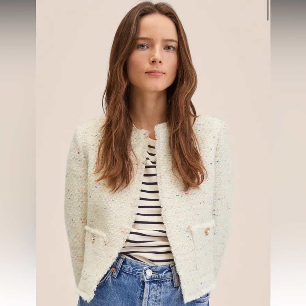 Mango Cream Tweed Blazer